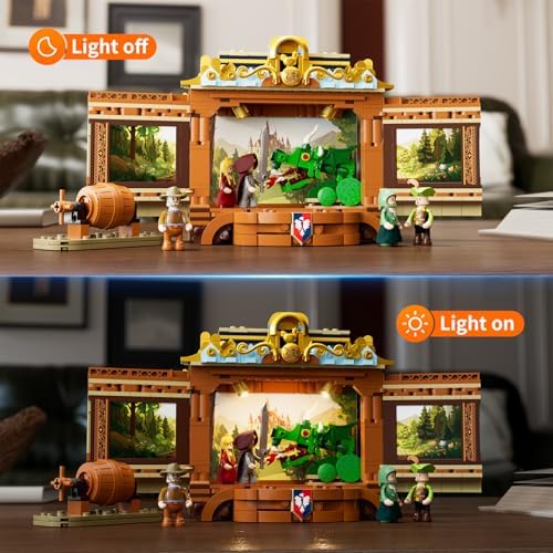 Medieval Troupe Carriage Building Set with LED Lights and Minifigures 1248 Pcs