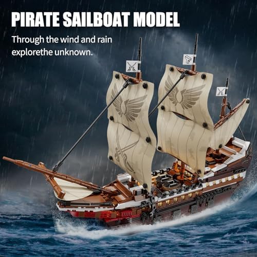 TYCOLE Pirate Ship Building Set with Lights - 2076PCS Mayflower Ship Model Toy
