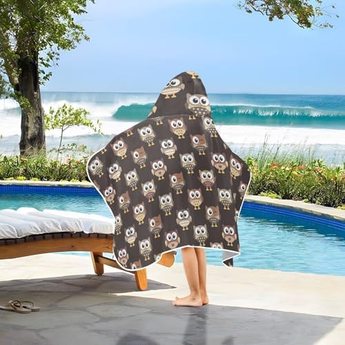 GOODOLD Owls Brown Kids Hooded Bath Towel