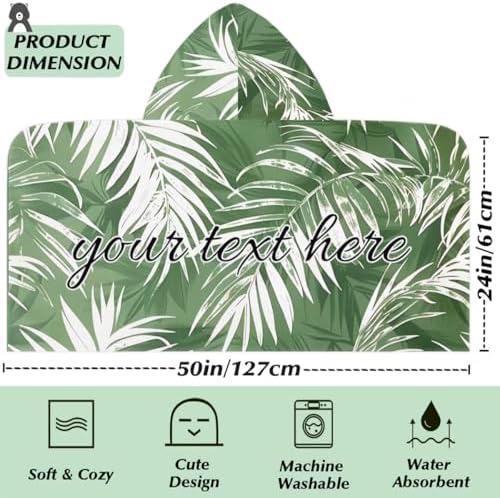 Tropical Palm Leaves Personalized Kids Beach Towel with Hood