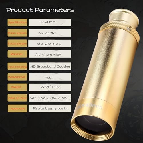 Yourelexit Pirate Monocular Telescope 30x40 Brass