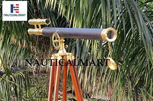 NauticalMart Pirates Navy Floor Standing Telescope Brass Leather Griffith Astro