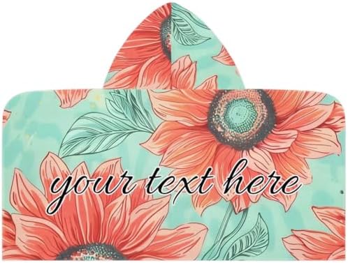 Boho Red Sunflower Personalized Kids Beach Towel