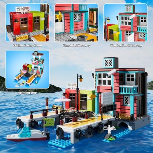 Mould King Dockside Inn Building Set with Rescue Ship 782 Pieces