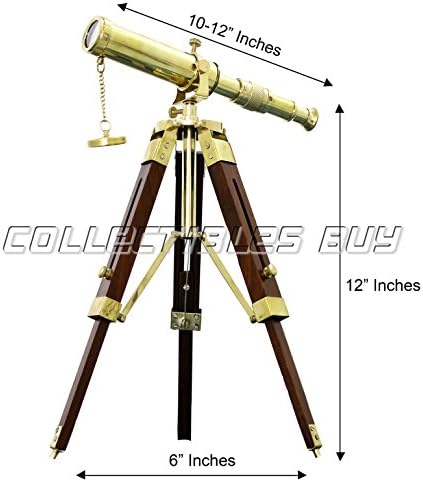 Antique Brass Wooden Telescope Desktop Decor