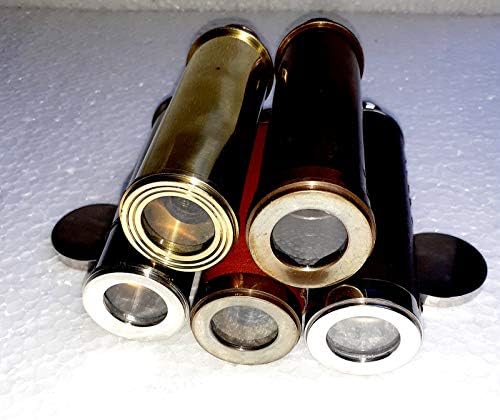 5 Piece Lot Handmade Brass Telescope with Brown Leather Box
