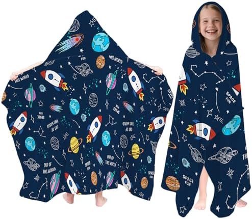 Space Hooded Beach Towel For Kids 30x50