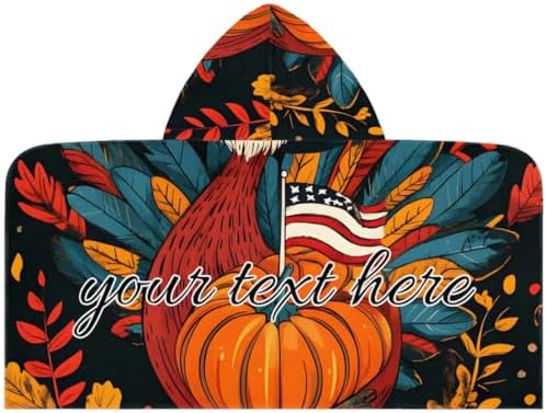 Thanksgiving Turkey Kids Personalized Hooded Beach Towel