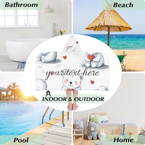White Bear Personalized Kids Beach Towel for Boys Girls