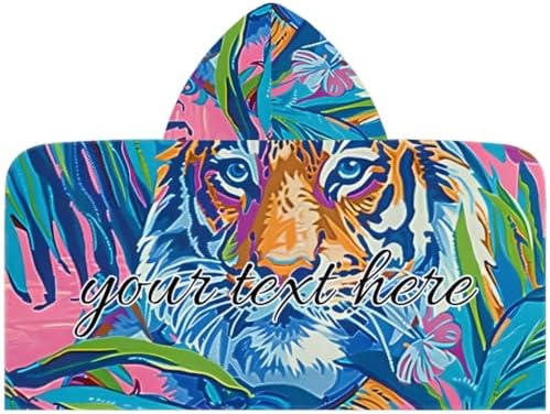 Personalized Kids Hooded Beach Towel with Leaf Design