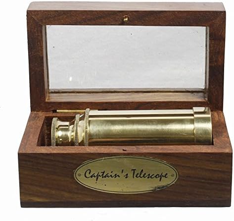 6 Handheld Brass Telescope with Wooden Box 1