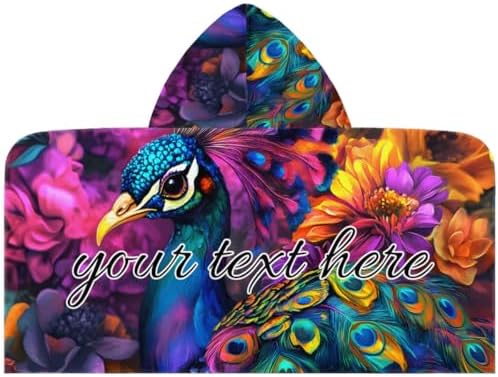 Peacock Personalized Kids Beach Towel for Boys Girls