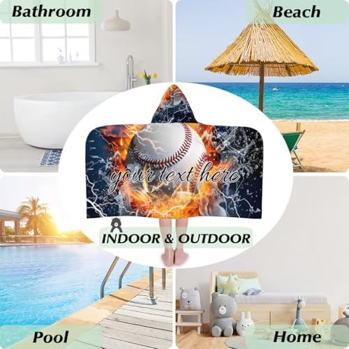 3D Baseball Personalized Kids Beach Towel for Boys Girls