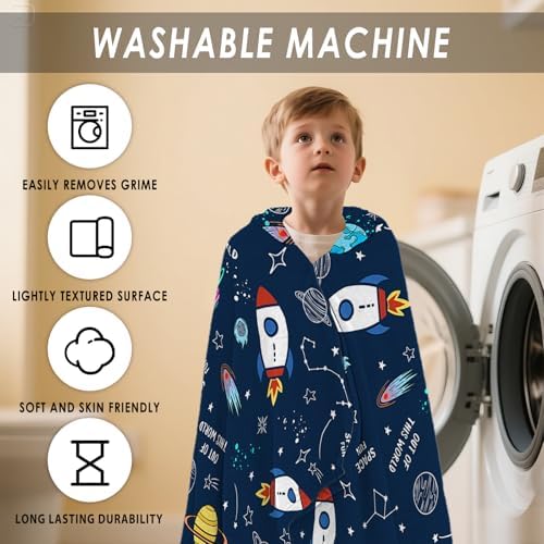 Space Hooded Beach Towel For Kids 30x50