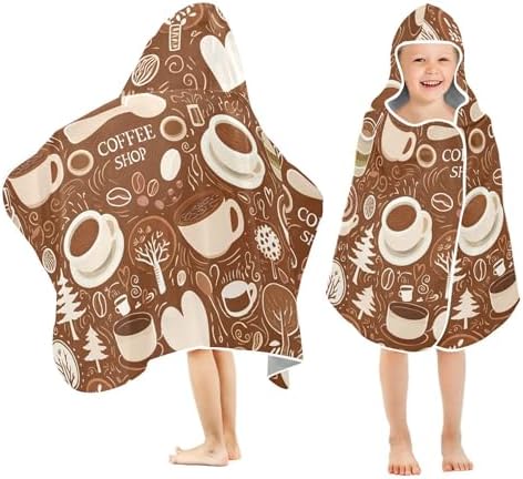 Burbuja Coffee Cups Hooded Bath Towel for Kids