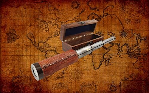 Antique Brass and Wood Telescope with 16 Inch Extension