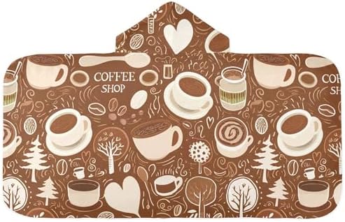 Burbuja Coffee Cups Hooded Bath Towel for Kids