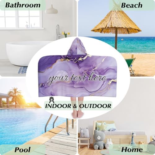 Purple Personalized Kids Beach Towel with Hood 1