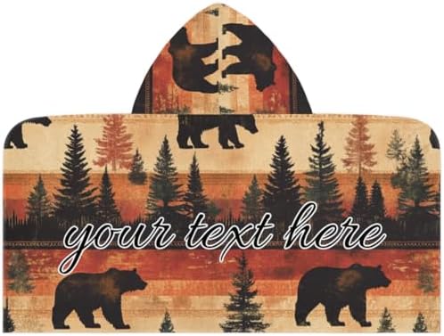 Personalized Kids Bear Beach Towel with Hood
