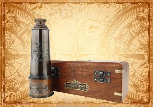 16 Inch Antique Brass Telescope With Leather Case