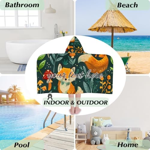Rustic Forest Personalized Kids Beach Towel with Hood
