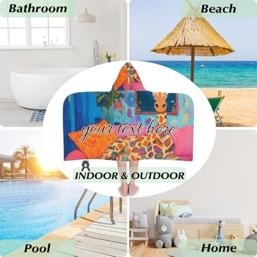 Boho Giraffe Personalized Kids Beach Towel