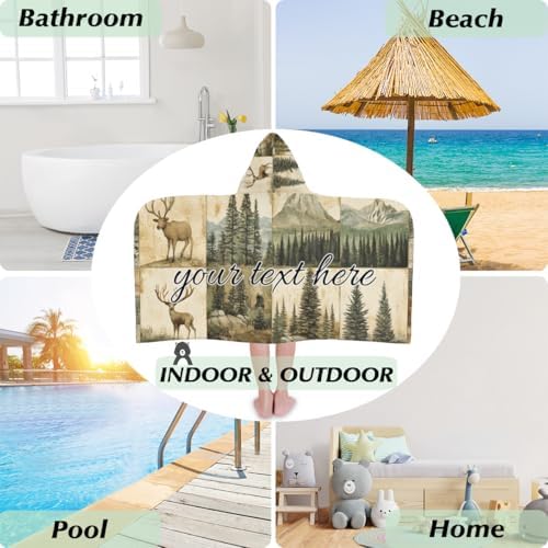 Joyousleap Rustic Cabin Kids Beach Towel with Custom Name