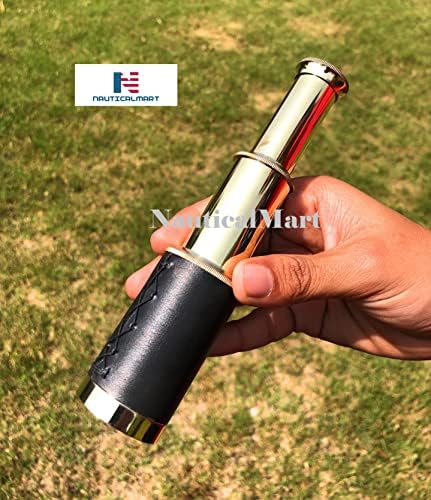 Brass Pirate Spyglass Telescope 6 Inches Handheld Collapsible Monocular Telescope with Engraved Box