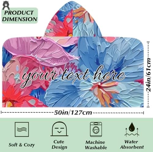 Pink Floral Personalized Kids Beach Towel with Hood