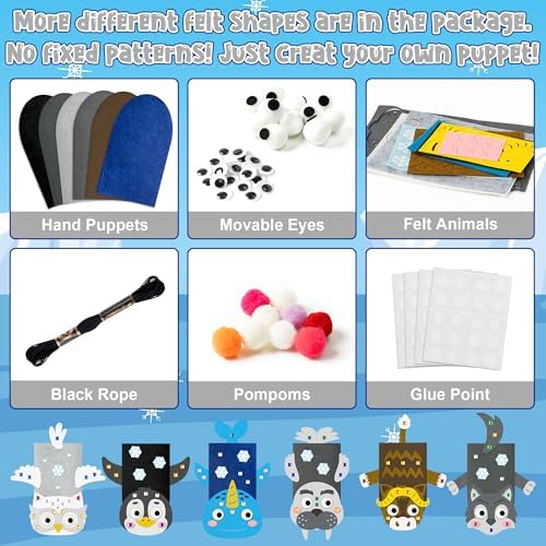 WATINC 6Pcs Hand Puppet Making Kit for Kids