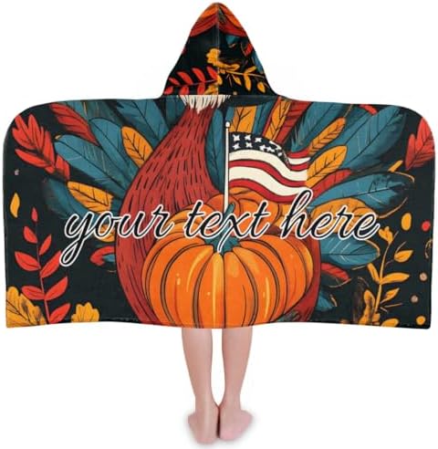 Thanksgiving Turkey Kids Personalized Hooded Beach Towel