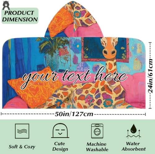 Boho Giraffe Personalized Kids Beach Towel