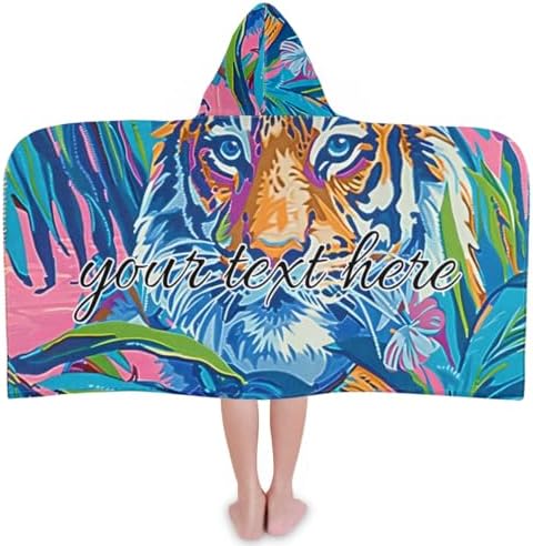 Personalized Kids Hooded Beach Towel with Leaf Design