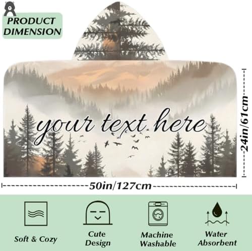 Forest Mountain Personalized Kids Beach Towel with Hood