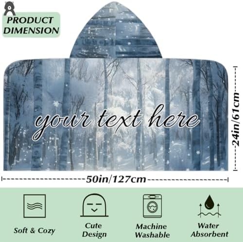 Winter Personalized Kids Beach Towel with Hood