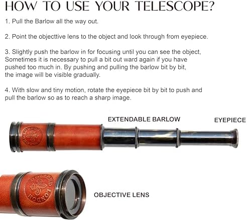 Antique Brass Telescope 15x Magnification