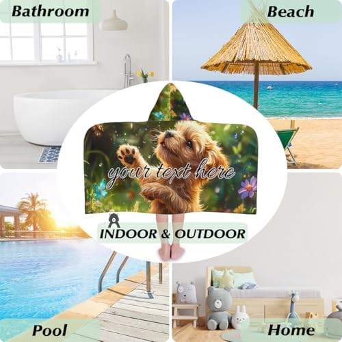 Personalized Kids Hooded Beach Towel with Butterfly Design 1