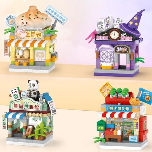 MEIEST 4 Piece Mini City Shop Building Blocks Set