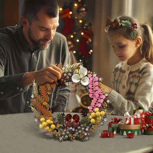Mould King Christmas Dried Flower Wreath Building Blocks Set