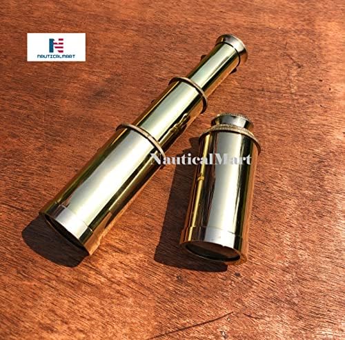 Brass Telescope Pirate Spyglass with Personalized Wooden Box